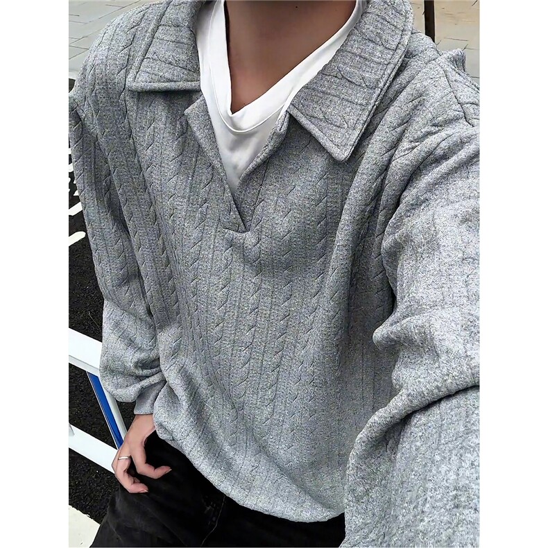 假两件卫衣男秋冬加绒加厚提花无帽打底衫宽松大码上衣WY008加绒,男装T恤,电商B312