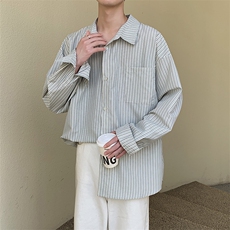 CS701港风春季竖条长袖衬衫男潮牌宽松冰丝薄款抗皱衬衣P40，男装衬衫，星座225-2