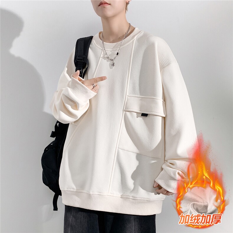 加绒加厚M-8XL休闲圆领拼接卫衣男6081加绒-P52,男装卫衣,星座209