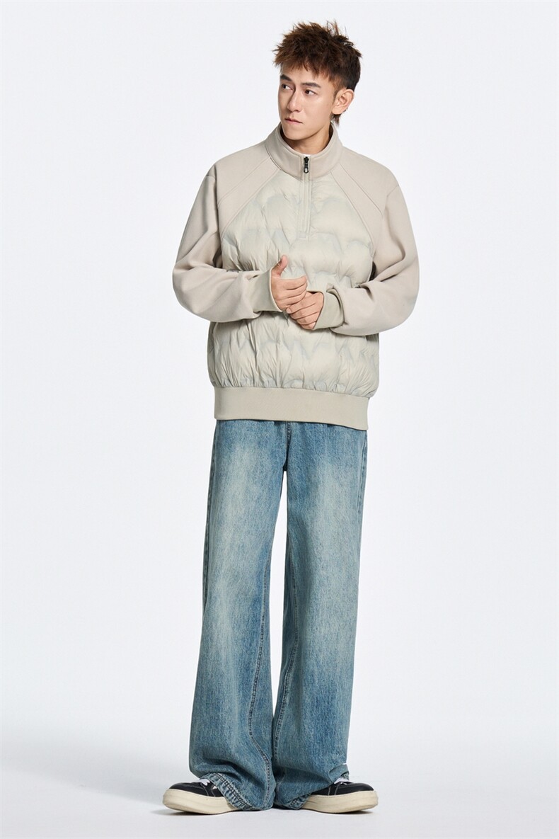 冬季美式套头立领拼接轻薄保暖羽绒服90白鸭绒XZ309Y95731P96,男装羽绒服,星座309（原A406）
