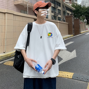 Q11101-P30春夏季七分袖t恤男大码五分袖男短袖中袖,面包棉服搭配短图片