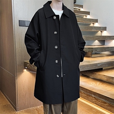 春装潮流时尚简约中长款风衣男休闲大码外套F88特P80，男装风衣，电商C323