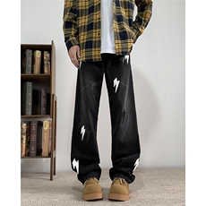 高街牛仔裤男士韩版潮流痞子帅气刺绣2024秋冬ins长裤RK2257-P53，男装牛仔裤，星座412-3