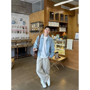 慵懒时尚潮流气质ins百搭新款原版品质洗水棉工装长裤文艺日系,雪地靴男搭配夏季图片