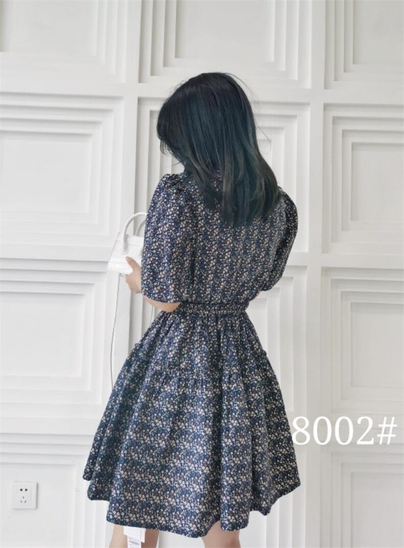 韩版收腰碎花小清新连衣裙，女装连衣裙，YO\VLF雅洛菲