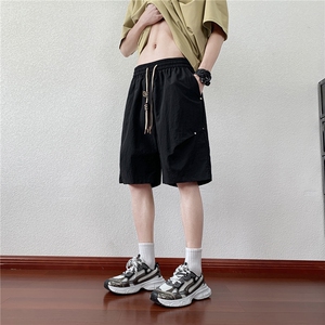 褶皱铆钉设计速干五分短裤 DK007模特酒店 锦纶(S-2XL)TP22图片