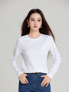 夏季修身简约舒适百搭纯色女士圆领T恤图片
