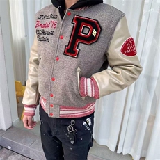 男女新款刺绣棒球字母撞色百搭宽松情侣上衣夹克休闲外套JKF916，男装夹克，星座516A