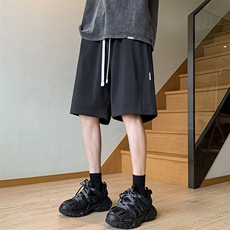 夏季新款冰丝垂感短裤港风休闲裤男免烫宽松凉感K23201-P39控58，男装牛仔裤，星座717