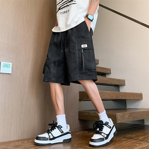 胖胖哥港风痞帅复古短裤男款潮牌大码宽松休闲裤夏季直筒工装短裤图片