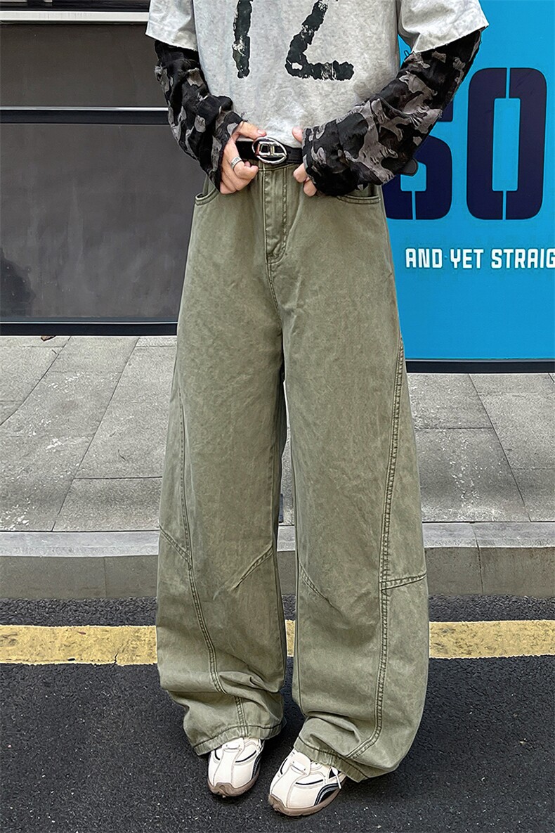 8XL-M工装裤男秋季日系男直筒宽松阔腿休闲弯刀裤子男K9177P65,男装工装外套,电商D206-1