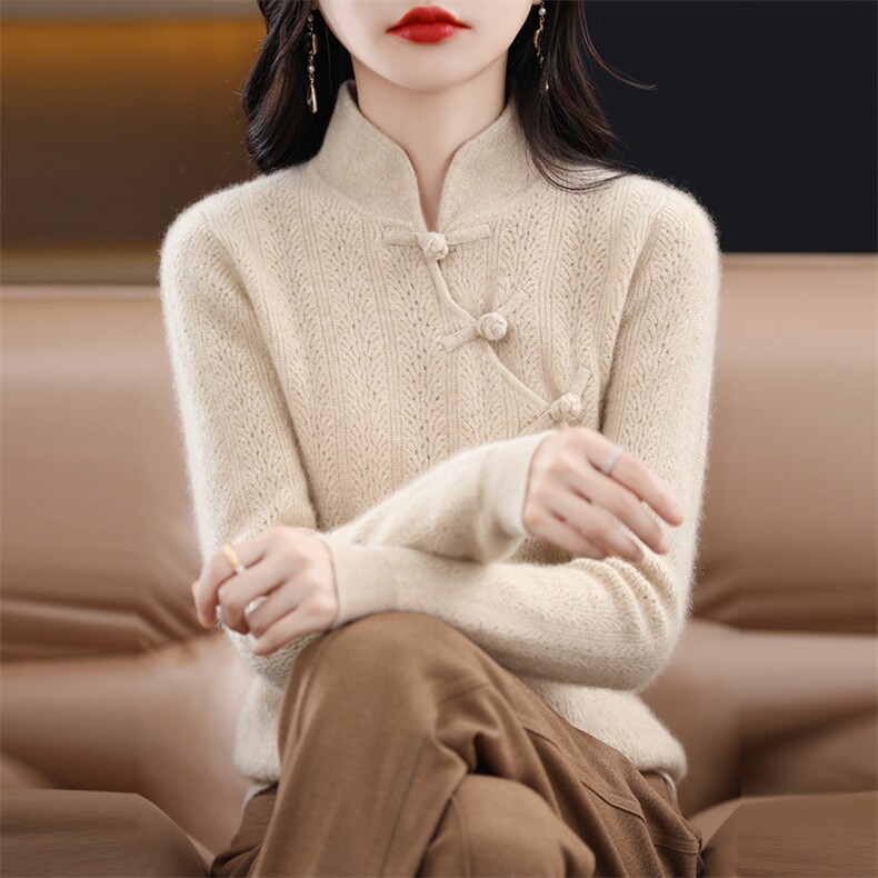2025年秋季新款纯色侧边半开领针织羊毛衫时尚休闲通勤百搭图片