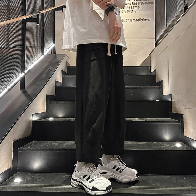 裤子男士夏季薄款潮牌宽松透气哈伦九分裤直筒运动休闲裤,男装休闲裤,星座1018A