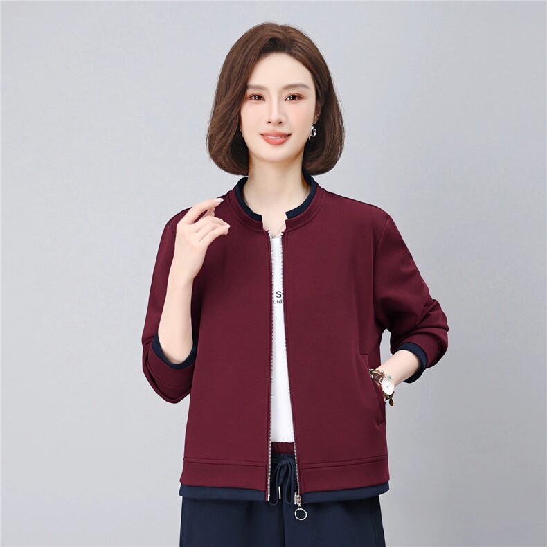 休闲时尚百搭气质上衣藏青色卫衣开衫外套女秋,女装卫衣/绒衫,璐依舞