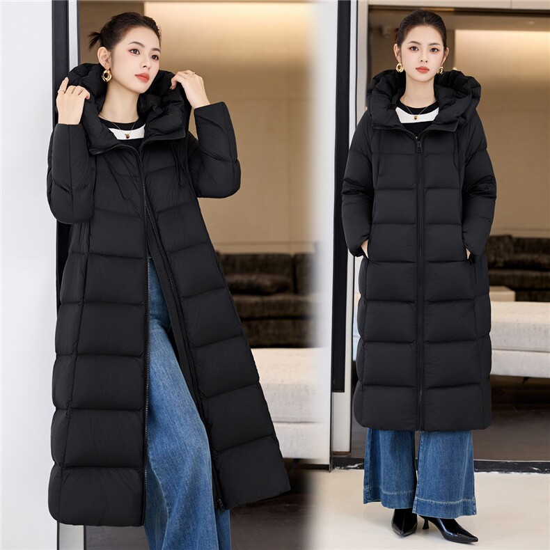 冬季新款宽松羽绒过膝加长款连帽服棉袄加厚泡芙棉衣外套女,女装羽绒服,阿舍尔精品