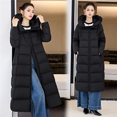 冬季新款宽松羽绒过膝加长款连帽服棉袄加厚泡芙棉衣外套女，女装羽绒服，阿舍尔精品