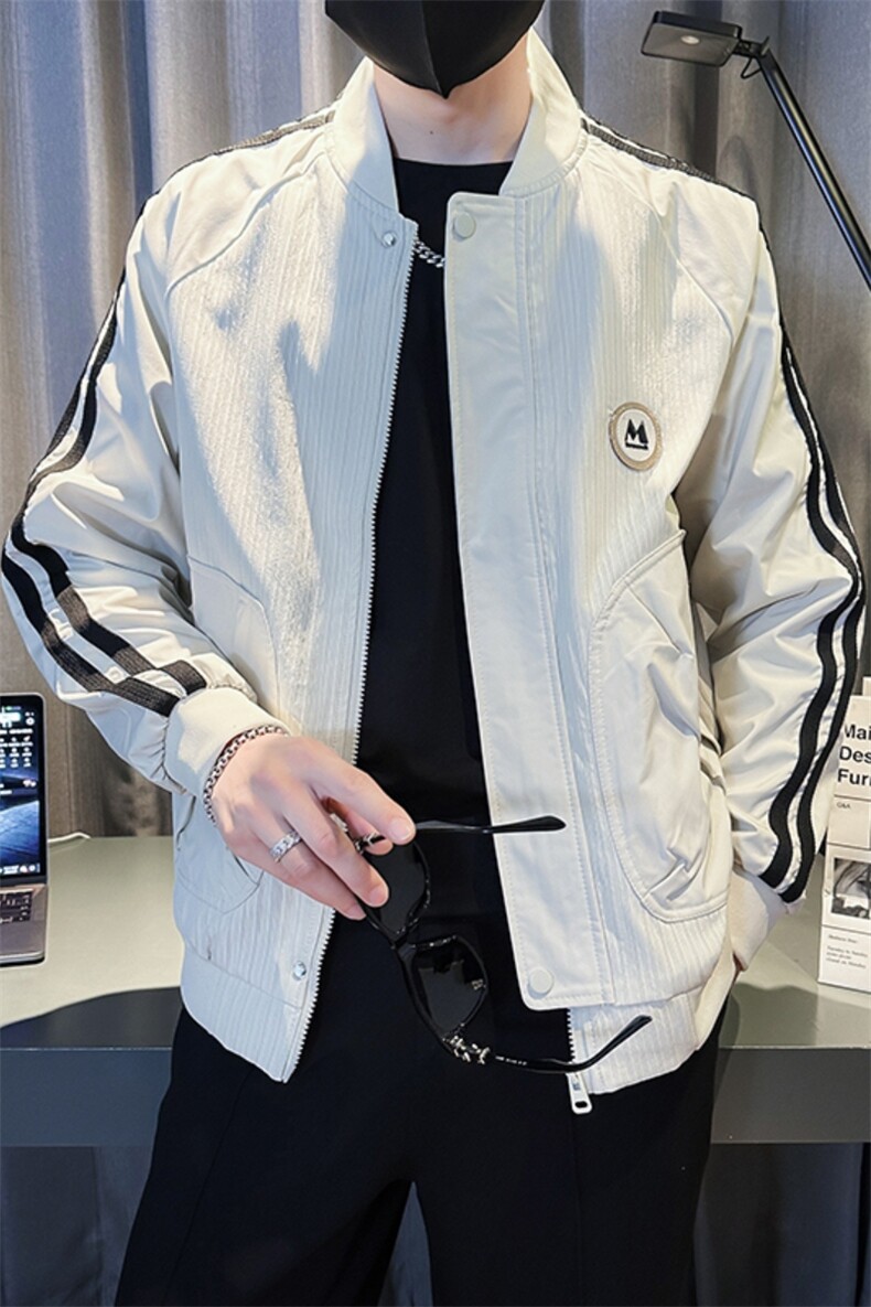 棒球领拼接夹克男秋季轻奢潮流时尚高级感痞帅飞行服上衣JK08-P98,男装夹克,电商D323（原B261）