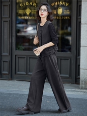 2025年秋季新款时尚气质木耳边马甲三件套，女装套装/套裙，慕依路