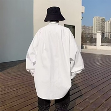 W496-P36牛仔拼接衬衫港风宽松小众设计休闲百搭衬衣日系，男装衬衫，星座911-1