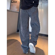 雪尼尔斜条纹复绒加绒加厚银丝斜条纹休闲裤男女垂感直筒裤K670，男装休闲裤，星座1116A（原606A-3）