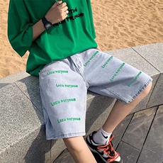 高街男夏季五分裤满印牛仔短裤N206P35，男装牛仔裤，星座1116-2