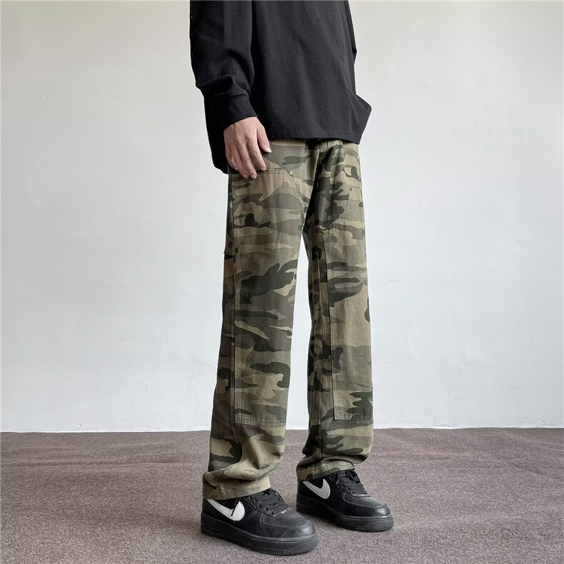 美式复古高街迷彩工装裤男欧美街头潮牌潮流休闲直筒裤Q122-P48，男装工装外套，星座1109-3