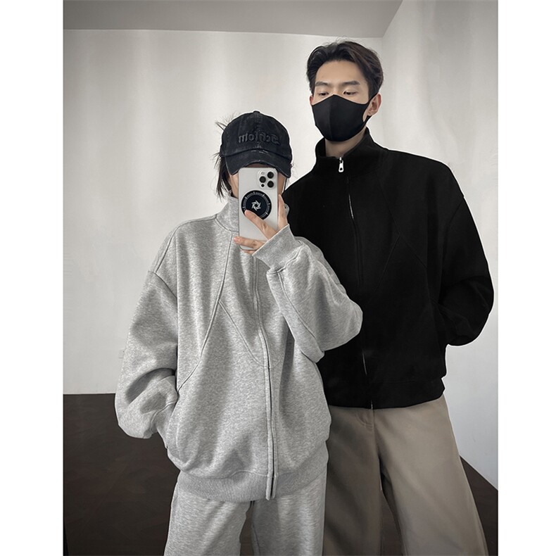 拉链重磅加绒奥粒绒结构款500克开衫卫衣外套RH5332JR-P65,女装短外套,星座610B-1