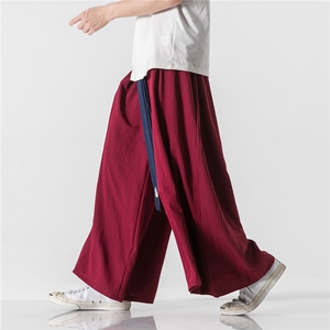 风葫芦刺绣复古飘带汉服宽松直筒休闲哈伦阔腿裤男 K133/P85图片