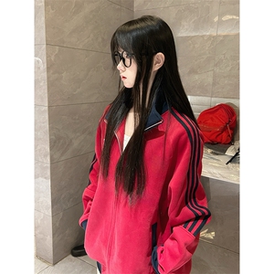 抖音得物高品质26春装美式高街重磅结构拼接织带立领卫衣外套CM42图片