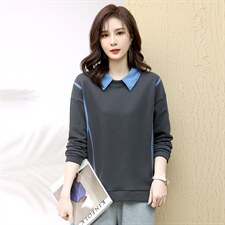 长期现货，拼接假两件卫衣女百搭新款女装韩版宽松长袖上衣女，女装卫衣/绒衫，涵誉