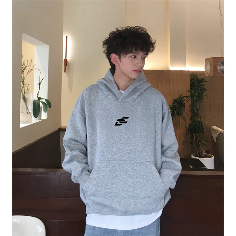 抖音得物 高品质印花连帽卫衣 秋冬装美式宽松连帽纯色卫衣ADL122图片