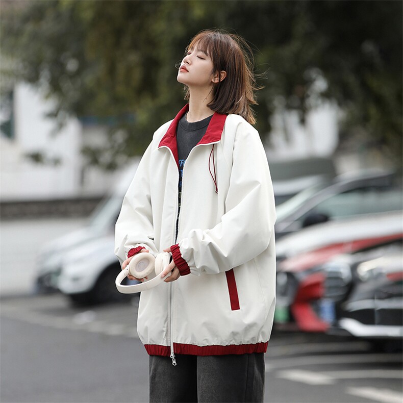 815A-MJ79072-65特两面穿拼接外套夹克潮牌冲锋衣服女模,男装夹克,星座815A
