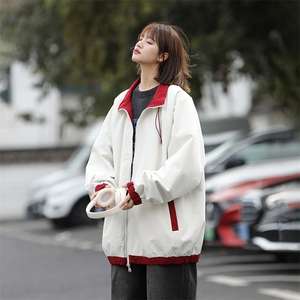 815A-MJ79072-65特 两面穿拼接外套夹克潮牌冲锋衣服女模图片