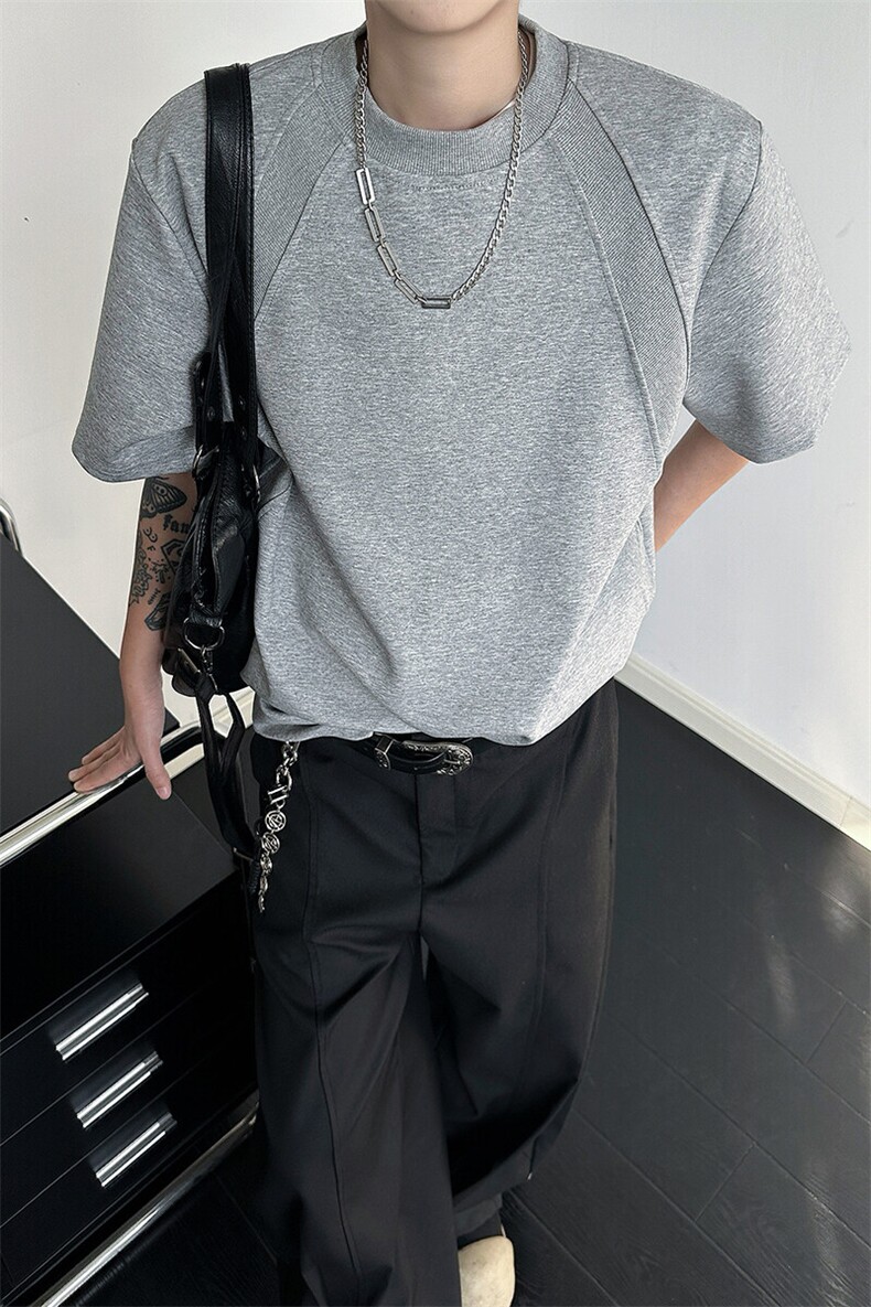 8XL-M美式高街高克重短袖T恤男宽松短款BOXY正肩上衣半袖DX334,男装T恤,电商D206-1