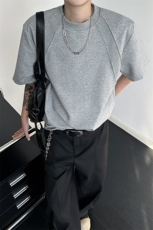 8XL-M美式高街高克重短袖T恤男宽松短款BOXY正肩上衣半袖DX334，男装T恤，电商D206-1