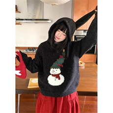 网图有货圣诞雪人连帽毛衣男女宽松软糯慵懒风针织上衣A1219-P70，男装针织衫/毛衣，星座1505