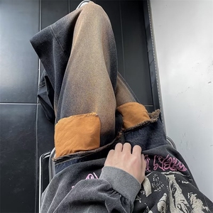 口袋设计美式复古牛仔裤男水洗做旧宽松直筒高街裤子男 GN912-P50图片
