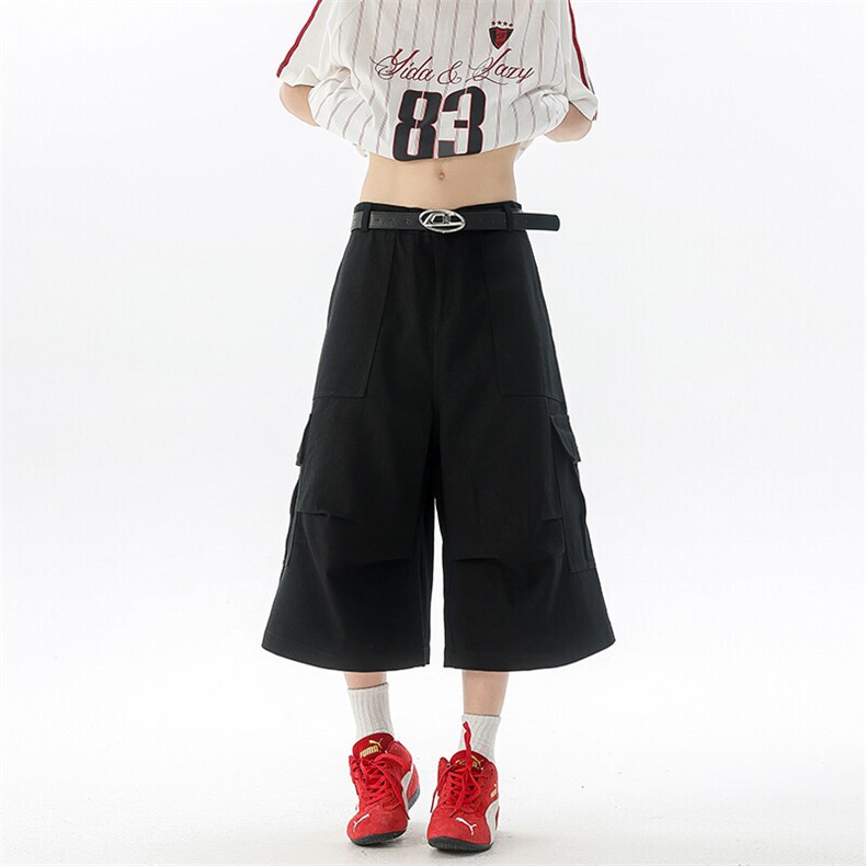 8XL-M褶皱工装牛仔短裤男夏季美式复古多口袋七分裤子QK27002P58,男装牛仔裤,电商B312