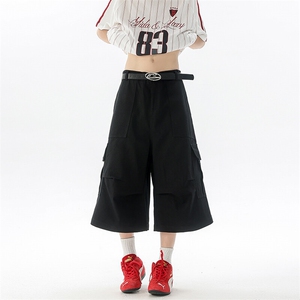 8XL-M褶皱工装牛仔短裤男夏季美式复古多口袋七分裤子QK27002P58