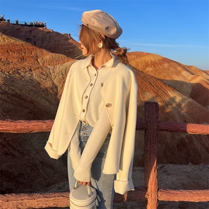 利落！短款100纯羊毛大衣女小个子圆领流行新款双面羊绒毛呢外套图片