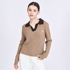 新款休闲潮流时尚Polo领纯绒纯山羊绒衫女翻领套头毛衣，女装羊绒衫，星纬羊绒