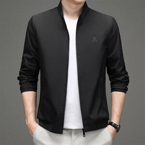 立领外套春秋季男装2023年新款商务休闲时尚中年男士夹克上衣图片