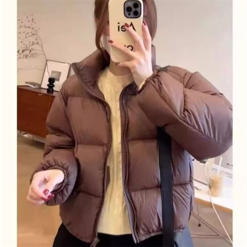 黑色立领短款羽绒棉服女冬季大码韩系高级百搭加厚面包服外套,男装棉衣,星座506A