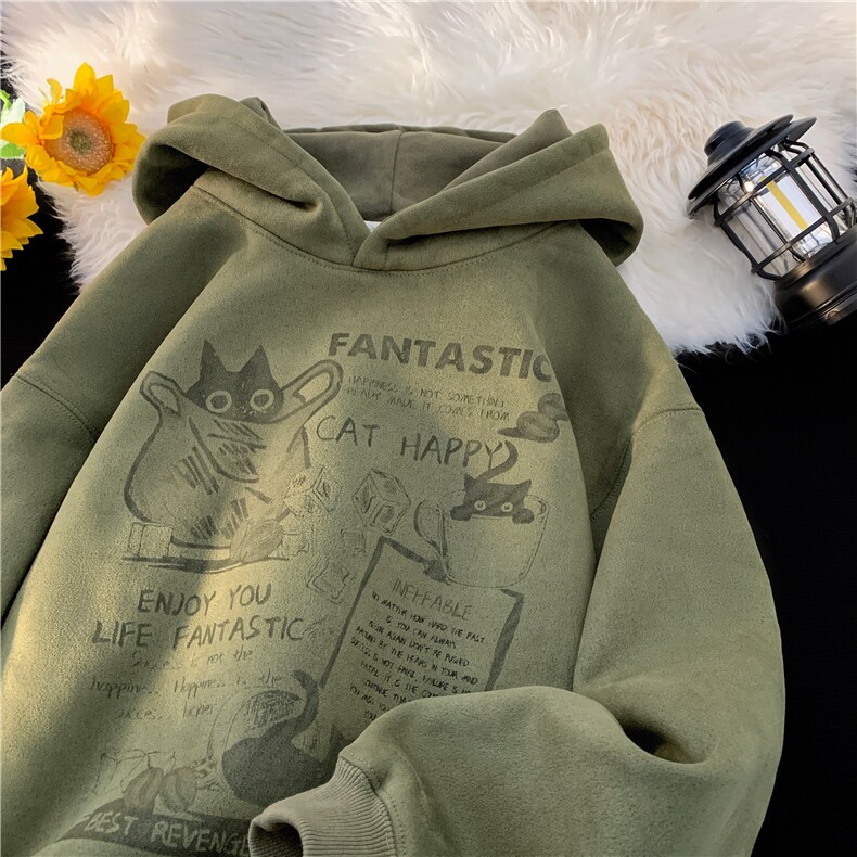 重磅麂皮绒连帽卫衣男冬季潮牌加绒加厚美式复古宽松大码外套衣服，男装卫衣，电商B219B