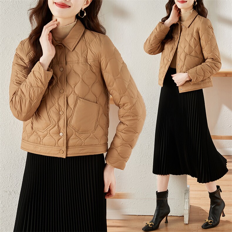 2024冬季新款羽绒服单排扣90%白鸭绒短款休闲款,女装羽绒服,蝶眷