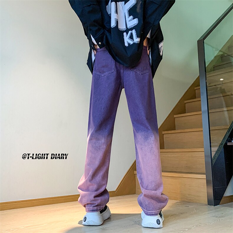 B221高品质美式ins高街小众渐变色直筒牛仔裤LK23024-P60控78,男装牛仔裤,电商B221