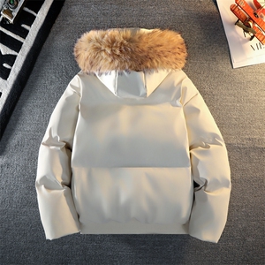 白底平铺光板可二开 休闲百搭连帽毛领加厚情侣棉服MY5241 TP90图片
