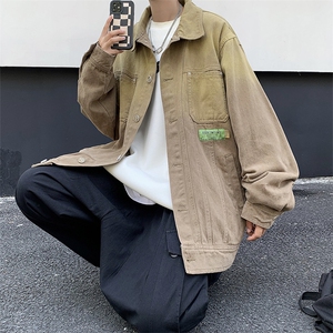 高街牛仔外套男韩版潮流拼色2023秋冬季新款ins宽松夹克W3911-P67图片