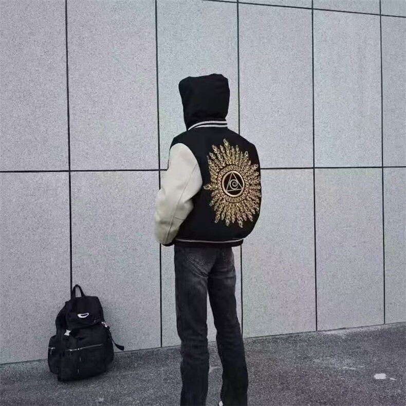 美式vibe刺绣夏季光明之眼上衣重磅短袖t恤潮流ins男女情侣装,男装夹克,四季星座505