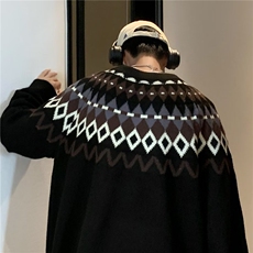 圆领毛衣男港味2023秋季复古日系针织衫M0137P50，男装针织衫/毛衣，星座1116-2
